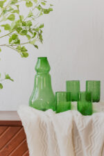 Hand blown glass ware hospitality Rooted in the heritage of traditional Middle Eastern glassmaking.