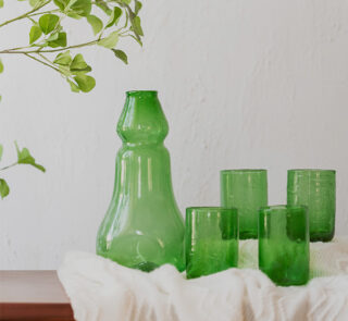 Hand blown glass ware hospitality Rooted in the heritage of traditional Middle Eastern glassmaking.