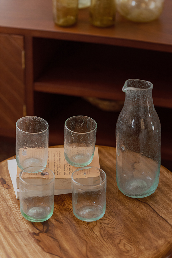 Hand blown glass ware hospitality Rooted in the heritage of traditional Middle Eastern glassmaking.