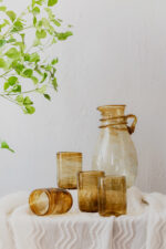 Hand blown glass ware hospitality Rooted in the heritage of traditional Middle Eastern glassmaking.
