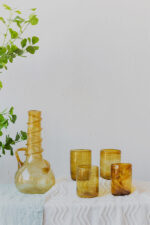 Hand blown glass ware hospitality Rooted in the heritage of traditional Middle Eastern glassmaking.