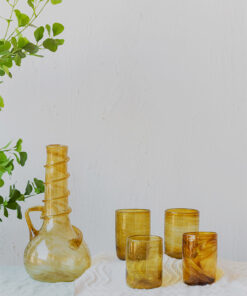 Hand blown glass ware hospitality Rooted in the heritage of traditional Middle Eastern glassmaking.