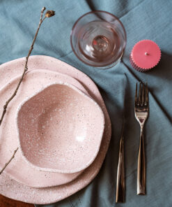 Version Love Dinnerware SET Elegance with quiet strength. A handcrafted stoneware dinnerware set with a delicate speckled glaze, made for warm and elegant tables.