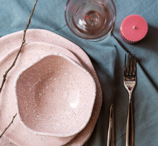 Version Love Dinnerware SET Elegance with quiet strength. A handcrafted stoneware dinnerware set with a delicate speckled glaze, made for warm and elegant tables.