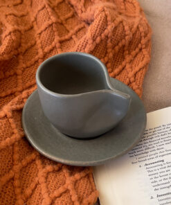 Cuba Stoneware Mug Feels like a place, not just a cup A matte olive stoneware cup and saucer set with a raw textured finish and a flat handle, inspired by the bold Cuban spirit in every sip.