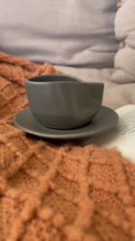Cuba Stoneware Mug Feels like a place, not just a cup A matte olive stoneware cup and saucer set with a raw textured finish and a flat handle, inspired by the bold Cuban spirit in every sip.