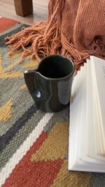 Oliva Stoneware Mug Lighter than it looks. richer than it feels A glossy olive-toned stoneware mug with subtle yellow-green speckles and a flat handle, carrying a fresh, natural energy in every sip.
