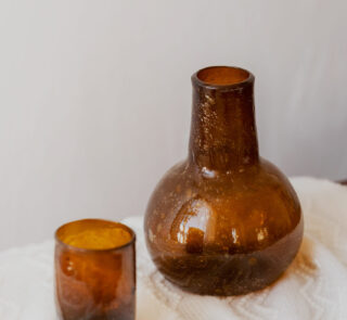 Hand blown glass ware hospitality Rooted in the heritage of traditional Middle Eastern glassmaking.