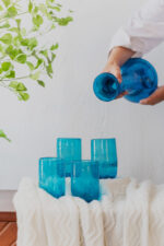 Hand blown glass ware hospitality Rooted in the heritage of traditional Middle Eastern glassmaking.