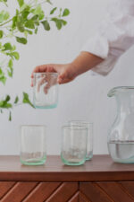 Hand blown glass ware hospitality Rooted in the heritage of traditional Middle Eastern glassmaking.