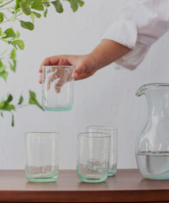 Hand blown glass ware hospitality Rooted in the heritage of traditional Middle Eastern glassmaking.