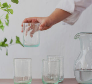 Hand blown glass ware hospitality Rooted in the heritage of traditional Middle Eastern glassmaking.