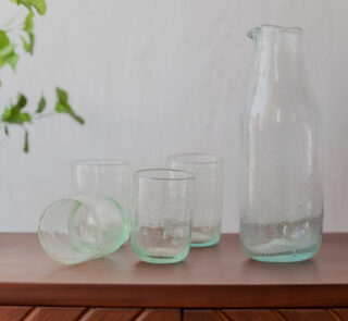 Hand blown glass ware hospitality Rooted in the heritage of traditional Middle Eastern glassmaking.