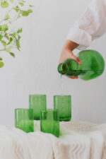 Hand blown glass ware hospitality Rooted in the heritage of traditional Middle Eastern glassmaking.