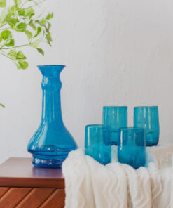 Hand blown glass ware hospitality Rooted in the heritage of traditional Middle Eastern glassmaking.