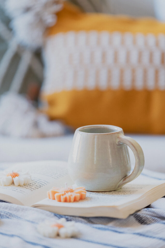 Glazed handmade ceramic mug in earthy tones