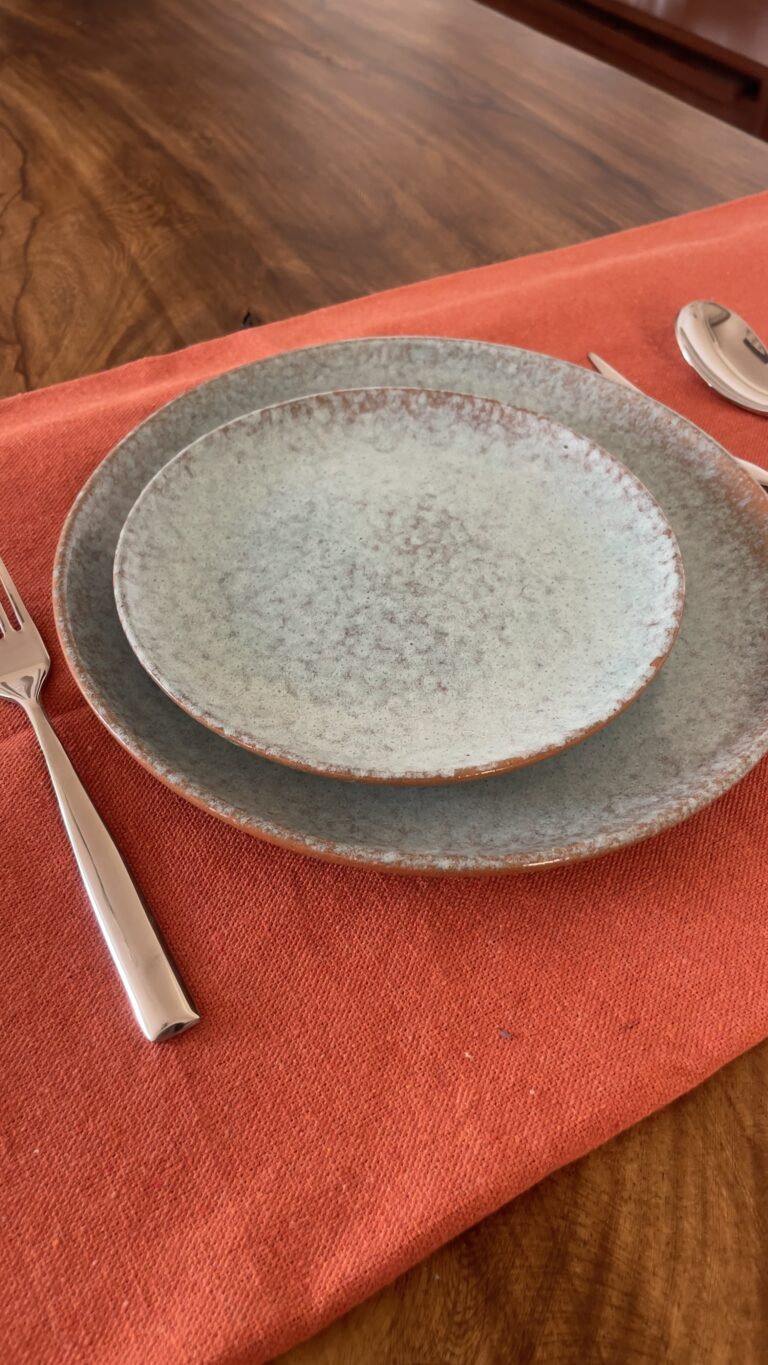 Coral Dinnerware Plate A beautiful stoneware dinnerware collection with a natural mix of green and earthy brown colors. Perfect for serving your main courses, salads, or daily meals.